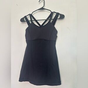 LULULEMON BLACK FULL LENGTH DOUBLE STRAP WORKOUT TANK SZ MEDIUM